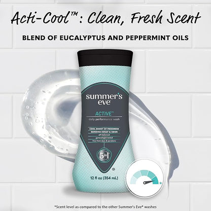 Summer’s Eve Active Daily Performance All Over Feminine Body Wash, Feminine Wash pH Balanced, 12 fl oz bottle 3 Pack