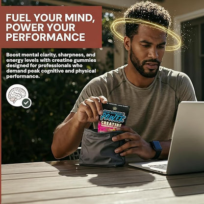 Creatine Monohydrate Gummies 5g - Raspberry Lemonade Flavored Creatine for Women and Men - Supplement for Muscle Gain, Strength, Energy, Cognitive Health, Pre and Post Workout, Recovery, (120 Gummies)