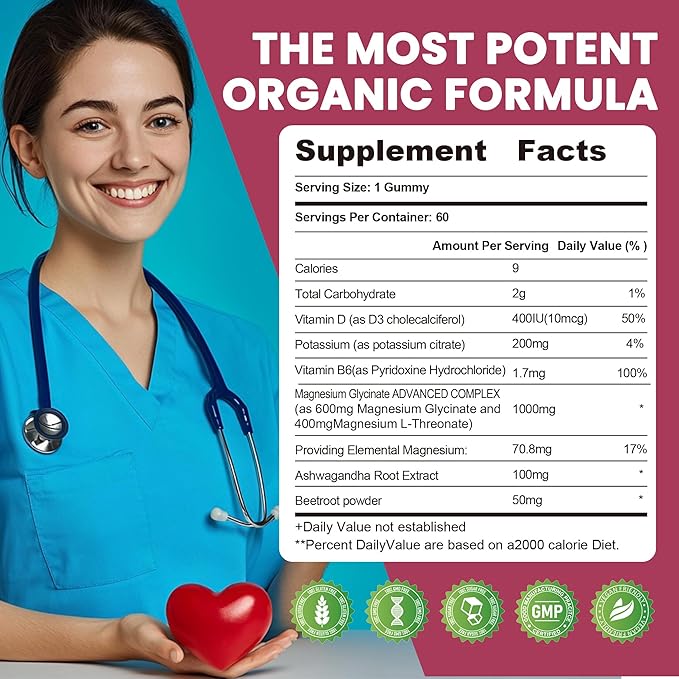 Wekannufod Ashwagandha Gummies 1000mg, 120 Count (2 Pack) – Organic Root Extract, Daily Adaptogen Gummies, Non-GMO, Sugar Free & Gluten Free