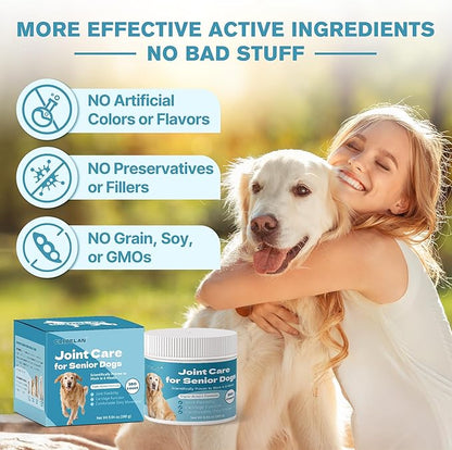 Hip & Joint Senior Dog Supplement–Advanced Glucosamine Chondroitin for Dogs with MSM, Green Lipped Mussel,and Omega-3 – Supports Mobility and Reduces Joint Pain for Senior Dogs(120ct Chewable Tablets)
