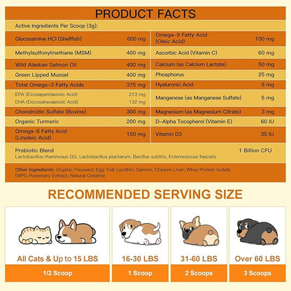 NATURE TARGET Glucosamine for Dogs, Joint Supplement for Dogs, Chondroitin, MSM, Turmeric, Omega 3, Support Hip & Joint Mobility - Dog Joint Pain Relief for Small & Large Breed, 9.52 Oz