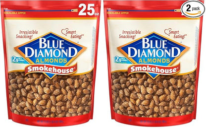Blue Diamond Almonds Smokehouse Flavored Snack Nuts, 25 Oz Resealable Bag (Pack of 2)