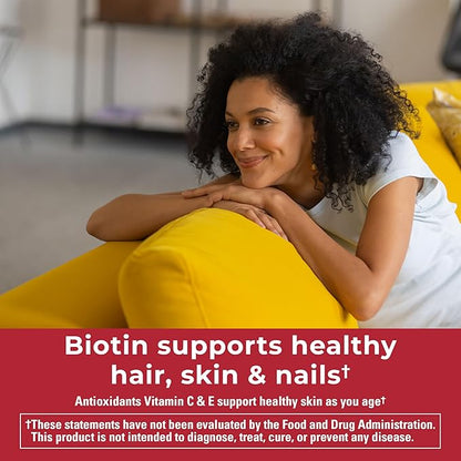 Nature Made Zero Sugar Hair Skin Nails Gummies, Biotin 2500 mcg per Serving, 120 Sugar Free Gummies, 60 Day Supply