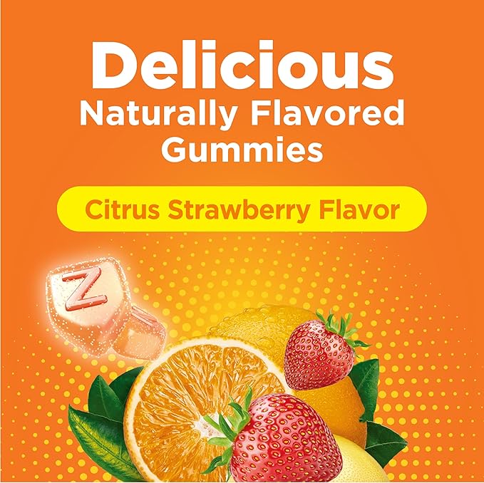 Zicam Daily Immune Support,Gummy Supplement,Zinc,Vitamin C and Vitamin D,Citrus Strawberry Flavor,70 Count (Pack of 2)