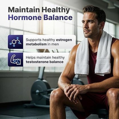 DIM for Men 350mg High Potency with BioPerine® & Broccoli Extract – 455mg Total Complex for Estrogen Balance & Hormone Optimization, Advanced DIM Supplement for Men, Clean Absorption Formula, 60 Caps