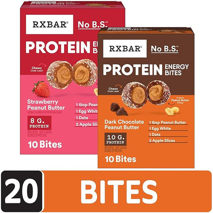RXBAR Protein Energy Bites, Gluten Free Energy Snacks, Protein Snacks, Variety Pack (20 Bites)