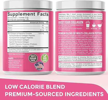 Multi Collagen Peptides Powder – Types I, II, III, V, X, Hydrolyzed Collagen for Women, 99% Absorption, Skin Hair Nails Joints, Triple Refined - No Clumping, Non-GMO, Gluten Free, Grass Fed Unflavored