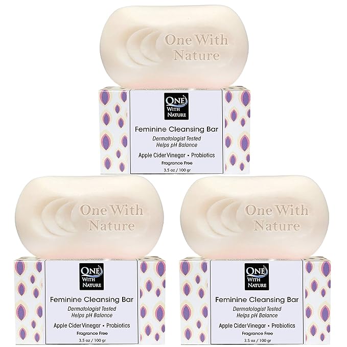 One With Nature Feminine Cleansing Bar, Fragrance Free Feminine Soap Bar, Oatmeal, 3.5 Oz (Pack Of 3)