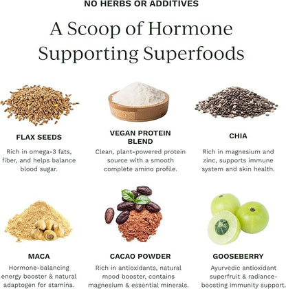 Hormone Balance Protein Powder – PMS & Perimenopause Relief for Cramps, Bloating & Mood Swings – Vegan Plant Based Superfood – 7 Servings