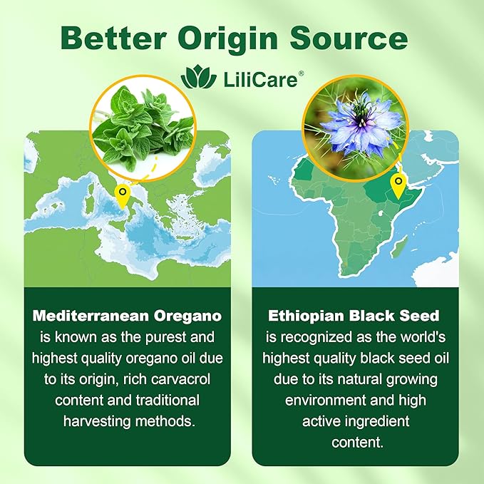 Oil of Oregano with Black Seed Oil Filled Gummies - 2 Months Supply - Aceite De Oregano Capsulas Alternative, Carvacrol & Thymoquinone with VE, VC, D3, Zinc, Liposomal Form, Sugar Free, Berry Flavor