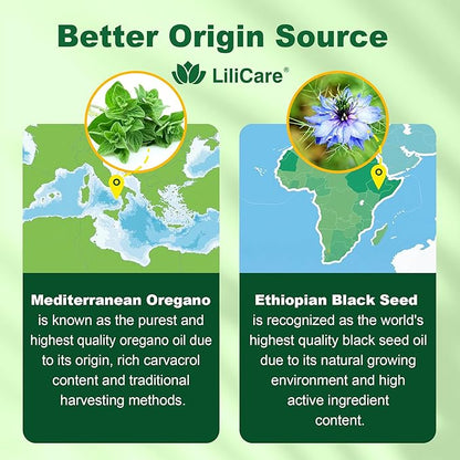 Oil of Oregano with Black Seed Oil Filled Gummies - 2 Months Supply - Aceite De Oregano Capsulas Alternative, Carvacrol & Thymoquinone with VE, VC, D3, Zinc, Liposomal Form, Sugar Free, Berry Flavor
