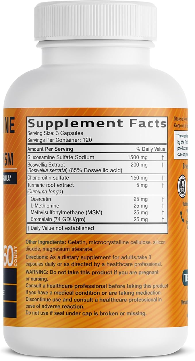 Bronson Glucosamine Chondroitin Turmeric & MSM Advanced Joint & Cartilage Formula, Supports Healthy Joints, Mobility & Cartilage - Non-GMO, 360 Capsules