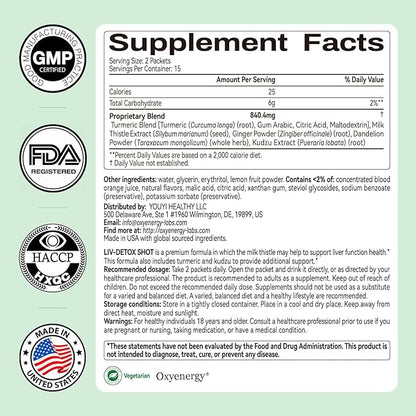 OxyEnergy Liver Cleanse Detox & Repair, Organic Milk Thistle Liver Detox Supplement with Turmeric, Dandelion, Pueraria, Support Liver Health & Digestion, Non-GMO, Vegetarian, Gluten-Free, 30 Packs
