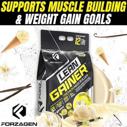 Forzagen Lean Gainer Premium Mass Builder | Mass Gainer Protein Powder for Men & Women (12 Lbs, Creamy Vanilla)