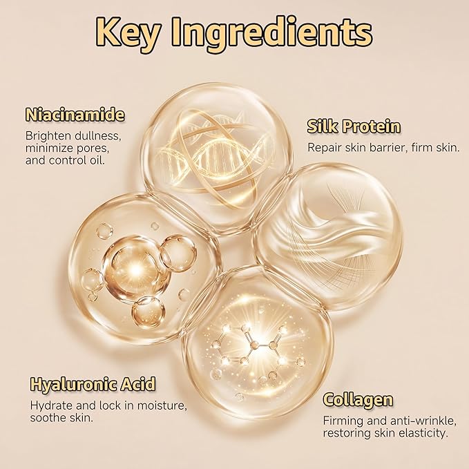 Deep Collagen Serum Silk Peptide Ampoule, Korean Anti Aging Serum for Face with Collagen & Peptide, Moisturizesmproves Elasticity (1.18 Fl.oz / 35ml)