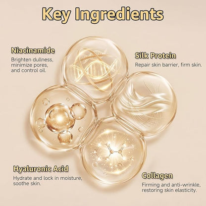 Deep Collagen Serum Silk Peptide Ampoule, Korean Anti Aging Serum for Face with Collagen & Peptide, Moisturizesmproves Elasticity (1.18 Fl.oz / 35ml)
