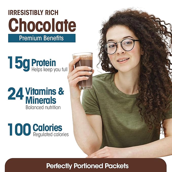 WonderSlim Meal Replacement Shake, Dark Cocoa Cream, 15g Protein, 24 Vitamins & Minerals, Gluten Free, Low Carb (7ct)