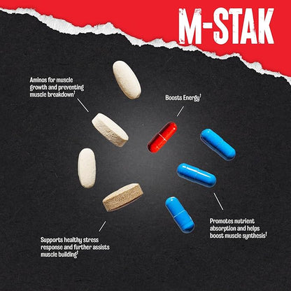 Animal M-Stak - Muscle Builder and Anabolic Mass Gainer Supplement for Bodybuilding - Lean Muscle Growth, Amino Complex and Pre Workout Energy, 21 Packs