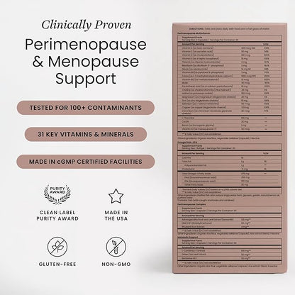 Perelel Peri Support Pack, Perimenopause Vitamins for Women, for Womens Nutrition Support & Overall Wellness, Soy & Gluten Free, Non GMO, 30 Daily Pill Packs