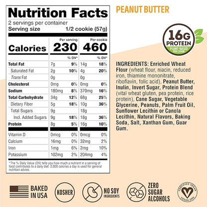 Lenny & Larry's The Complete Cookie, Peanut Butter, Soft Baked, 16g Plant Protein, Vegan, Non-GMO, 4 Ounce Cookie (Pack of 24)