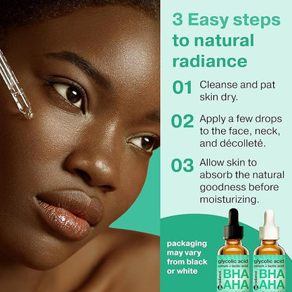 2X Bigger 2oz Glycolic Acid Exfoliant, 5% AHA BHA Serum with Salicylic & Lactic Acid for Acne-Prone Skin, Gentle Peel for Oil Control & Pore Refining
