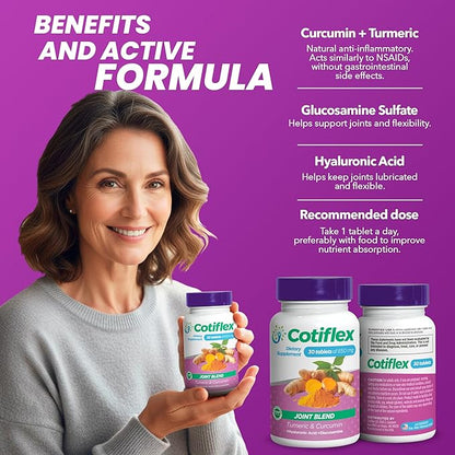 Dietary supplement for joints | With hyaluronic acid, turmeric, glucosamine sulfate and magnesium oxide | Promotes joint mobility, lubrication and flexibility | 30 capsules of 850 mg each