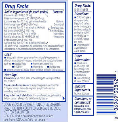 Boiron SleepCalm Kids Sleep Aid for Deep, Relaxing, Restful Nighttime Sleep - Melatonin-Free and Non Habit-Forming - 2 Count (160 Pellets)
