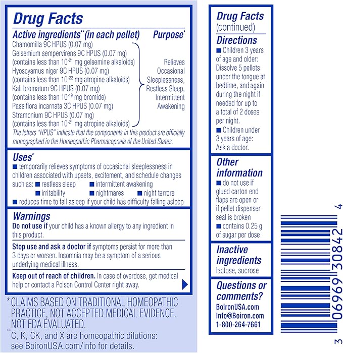 Boiron SleepCalm Kids Sleep Aid for Deep, Relaxing, Restful Nighttime Sleep - Melatonin-Free and Non Habit-Forming - 2 Count (160 Pellets) (Pack of 2)