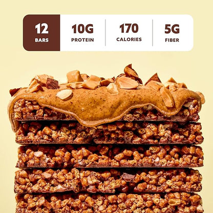 Mezcla Puff Crispy Protein Bars, Gluten Free & Vegan Protein Bars, 10g Protein, Alt for Crispy Rice Treat, Granola Bars & Breakfast Bars, Healthy Snacks for Adults, Almond Butter Chocolate, 1 Count