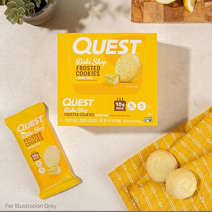Quest Nutrition Frosted Protein Cookies Twin Pack, Lemon Cake, 1g Sugar, 10g Protein, 2g Net Carbs, Gluten Free, 16 Cookies