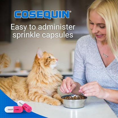 Nutramax Cosequin for Cats Joint Health Supplement, Contains Glucosamine for Cats, Plus Chondroitin, & Omega-3s, Supports Joint and Skin & Coat Health, Sprinkle Capsules, 80 Count (Pack of 2)