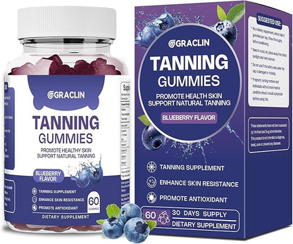 Tanning Gummies - Self Tan Supplement That Work Fast Without Sun - Daily Oral Chews with Beta Carotene Astaxanthin Lycopene & Vitamins for Skin Health Glow Up Sunless Tan - Vegan Sugar Free