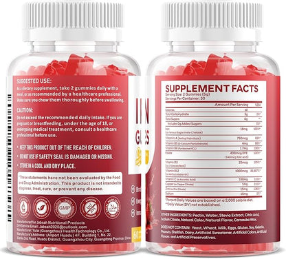 Vegan Iron Gummies for Women & Men, Iron Supplement with B-Complex, Vitamin C, A, Folate for Adults & Kids - Blood Builder & Energy Support & Immune Health - Strawberry Flavor, 120 Gummies
