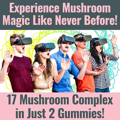 SHIZAM 17 Mushroom Complex Gummies for Adults Chaga Lions Mane Cordyceps Reishi Lion's Mane Turkeytail Turkey Tail, Better Daily Supplement Alt for Capsules & Powder Vitamins Super-Food Blend 10
