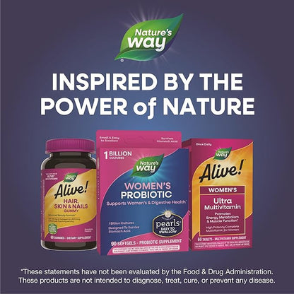Nature's Way Women's Probiotic Pearls, Supports Women's and Digestive Health*, Protects Against Occasional Constipation & Bloating*, 1 Billion Live Cultures, 90 Softgels, (Pack of 2)