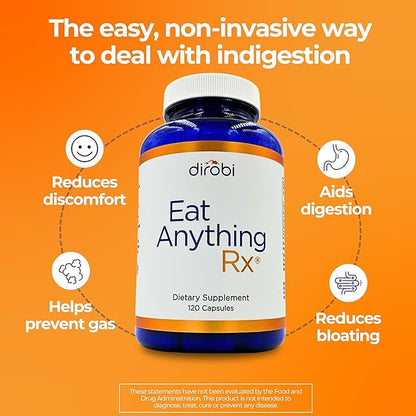 Dirobi Eat Anything Xylose Isomerase Fructose Malabsorption Enzymes, FODMAP Supplement, Digestive Enzymes for Better Lactose, Fat, Protein & Carbohydrate Digestion Gas & Bloating Relief 30 Capsules