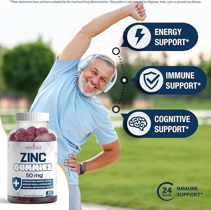 NEW AGE Immune Defense Combo - 2 Pack - Vitamin D3 Gummies 5000 IU 125mcg & High Potency Zinc Gummies, Immune Booster 120 Count
