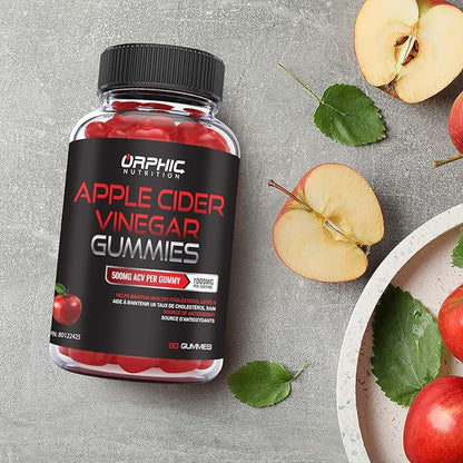 ORPHIC NUTRITION Apple Cider Vinegar Gummies - 1000mg - ACV Weight Loss Gummies - Supports Digestion, Detox & Cleansing - VIT B12, Beetroot - Gomitas de Vinagre de Manzana (60 pcs)
