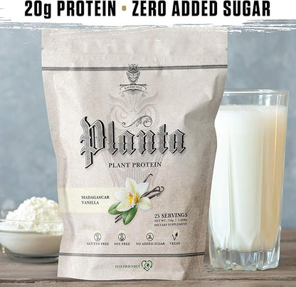Ambrosia Planta - Plant-Based Protein Powder 20g | Dairy Free Vegan Protein Powder with BCAA Amino Acids | Keto-Friendly, No Added Sugar | 25 Servings | Vanilla
