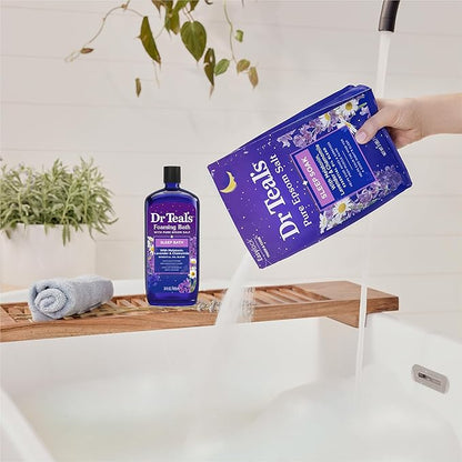 Dr Teal's Pure Epsom Magnesium Salt Soak, Sleep Blend with Melatonin, Lavender & Essential Oils, 3 lb (Pack of 4)