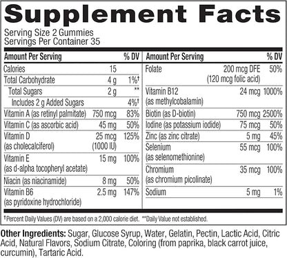 Olly Teen Girl Multi Gummy, Healthy Skin and Immune Support, 15 Essential Vitamins, Biotin, Zinc, Calcium, Chewable Multivitamin, Berry Melon, 35 Day Supply, 70 Count