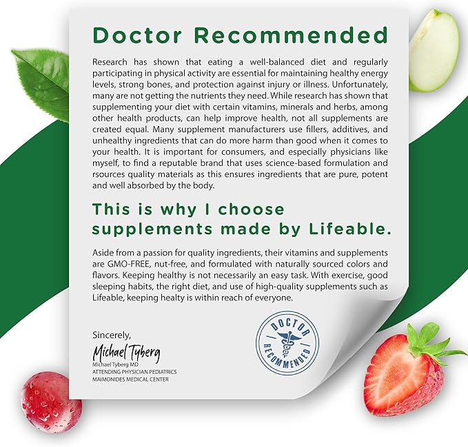 Lifeable Calcium with Vitamin D3 Gummies | Calcium 500 mg D3 1000 IU | Great Tasting Bone Strength Supplements | for Bone Health | Calcium Gummies for Women, Men | 60 Gummies