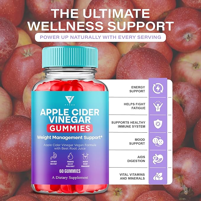 Apple Cider Vinegar Gummies Supplement – Daily Digestive Health & Gut Wellness Support for Women & Men – Vegan ACV Gummies with Apple Cider Vinegar – Non-GMO (2 Pack - 120 Gummies)