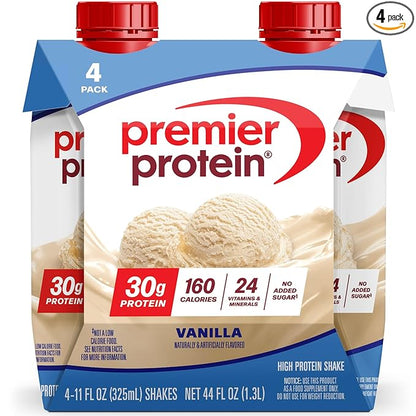 Premier Protein Shake, Vanilla, 30g Protein, No Added Sugar, 24 Vitamins & Minerals to Support Immune Health, 11 fl oz, 4 Pack