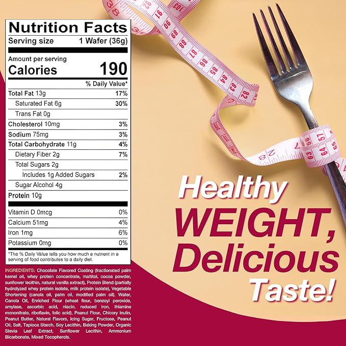 ProtiDIET Peanut Wafer Protein Bars - Low Sugar, Low Fat, High Protein Peanut Butter Wafer Bars, Perfect On the Go Meal Replacement Bar and Nutritional Snack - 7 Peanut Butter Wafers Per Box