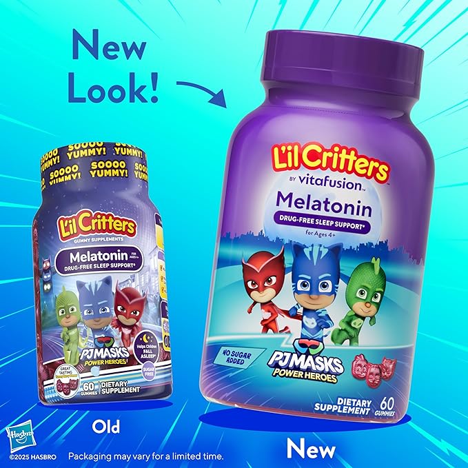 L'il Critters PJ Masks Melatonin Gummy Supplements, 60 Gummies