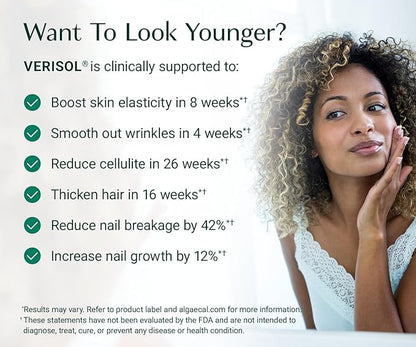 ALGAECAL Collagen - 4 Clinically-Supported Peptides VERISOL®, FORTIGEL®, UC-II®, FORTIBONE®, Anti-Aging Hydrolyzed Collagen Powder, 60 Servings, Made in USA