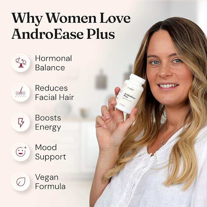 Nourished AndroEase Plus for Women’s Health - Zinc, Reishi, Green Tea and Saw Palmetto for Women - for Energy, Vitality, Facial Hair and Daily Wellness - 360 Capsules, Made in USA