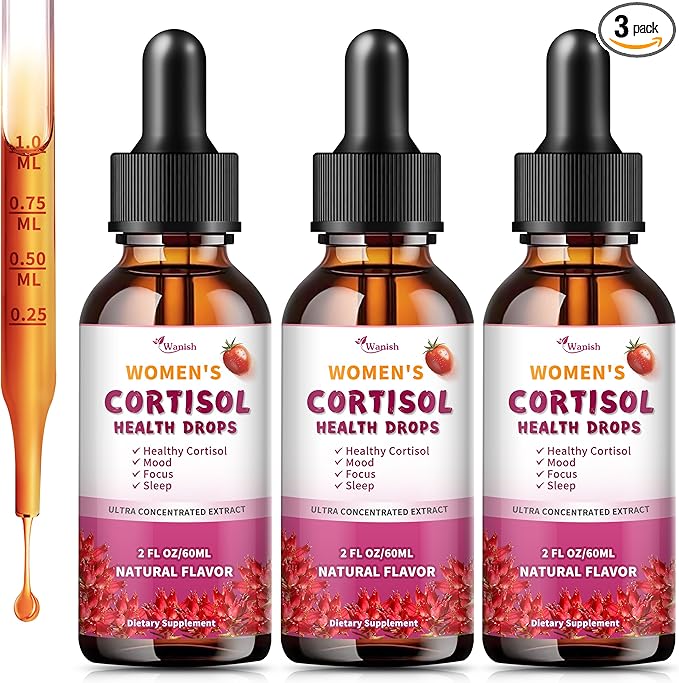 Cortisol Supplements for Women Liquid Drops, Natural Herbal Extract Complex for Women, Maintain Healthy Cortisol Levels - 90 Day Vegan Supply