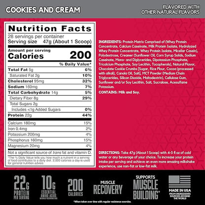 BSN SYNTHA-6 Whey Protein Powder, Micellar Casein, Milk Protein Isolate Powder, Cookies and Cream, 28 Servings (Package May Vary)